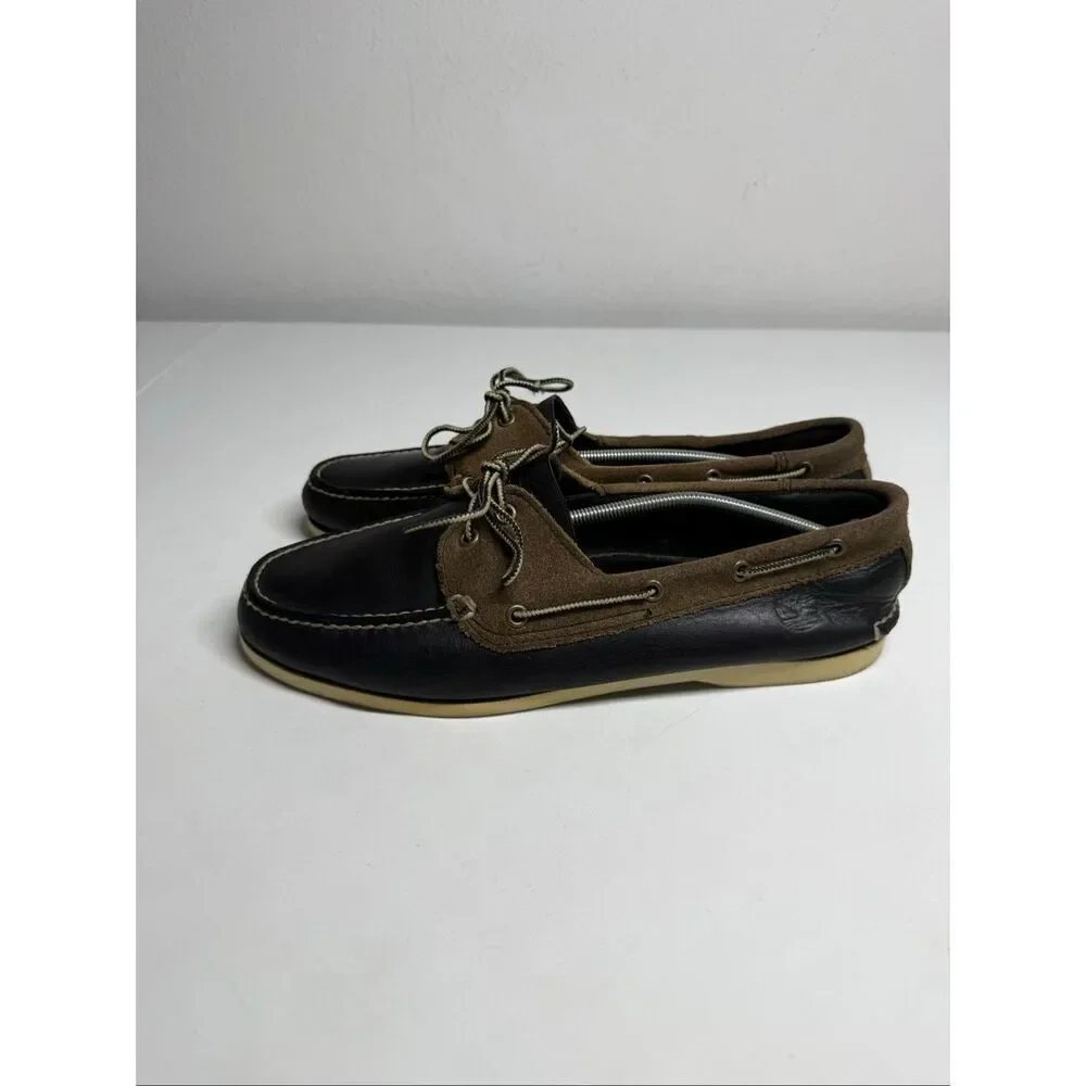 Timberland Men’s Sz 11 Classic Boat Shoes Black Brown Leather See Description